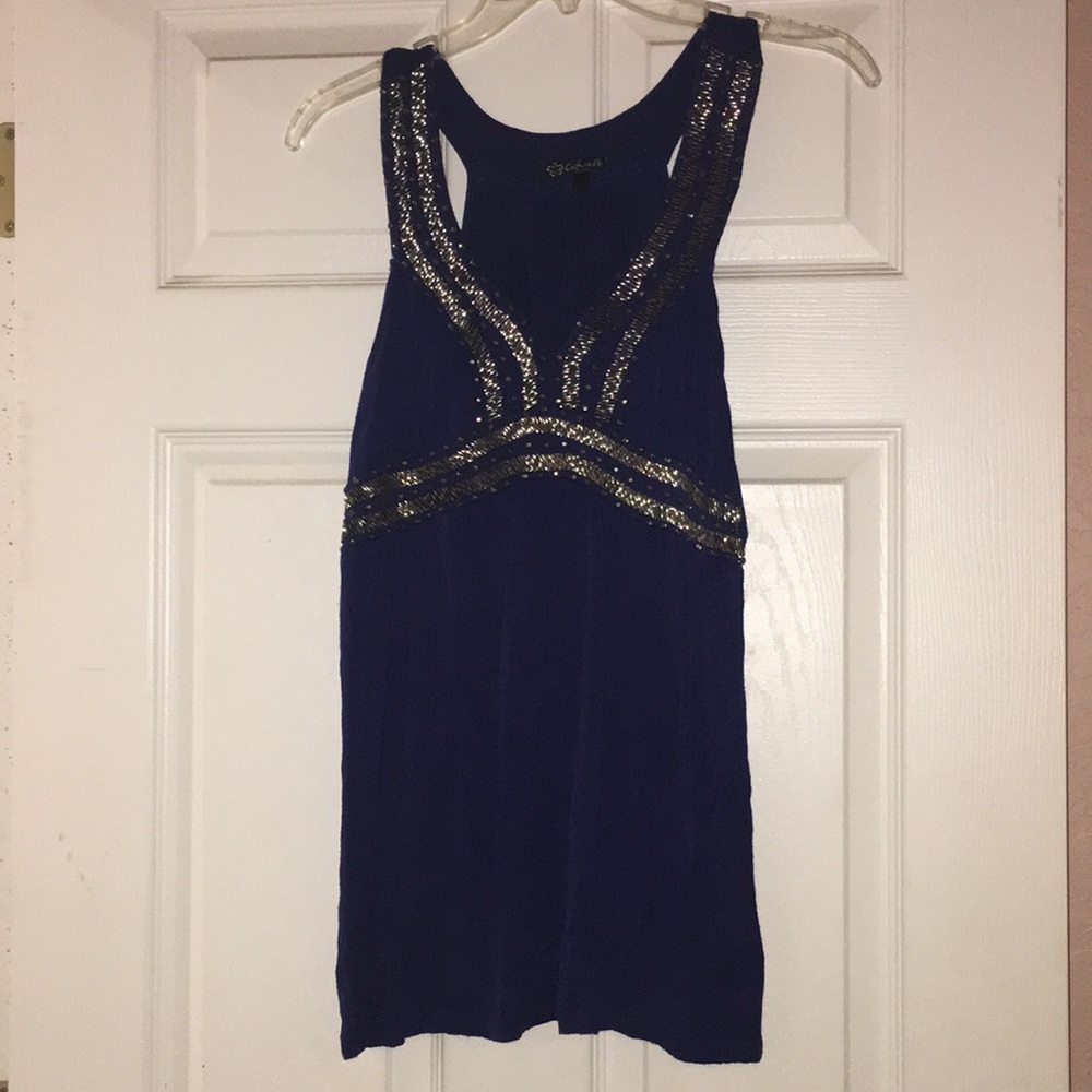 Purple/dark blue top with rhinestones